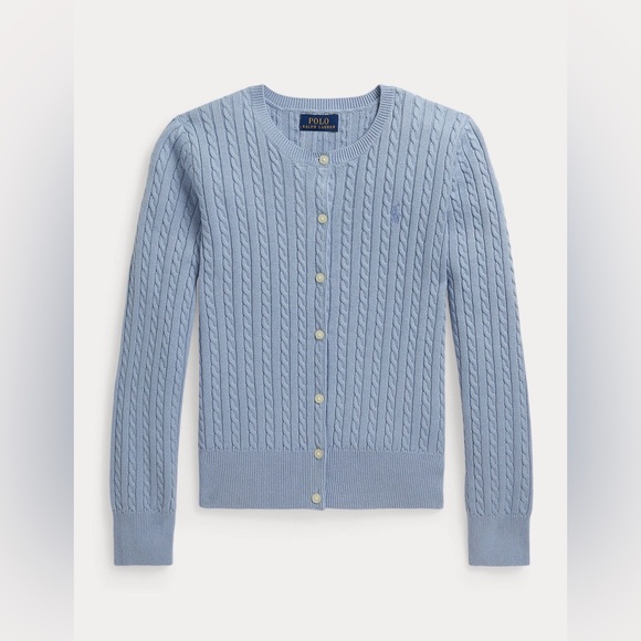 Polo Ralph Lauren Sweaters - Polo by Ralph Lauren Women's Light Blue Cable-Knit Cardigan